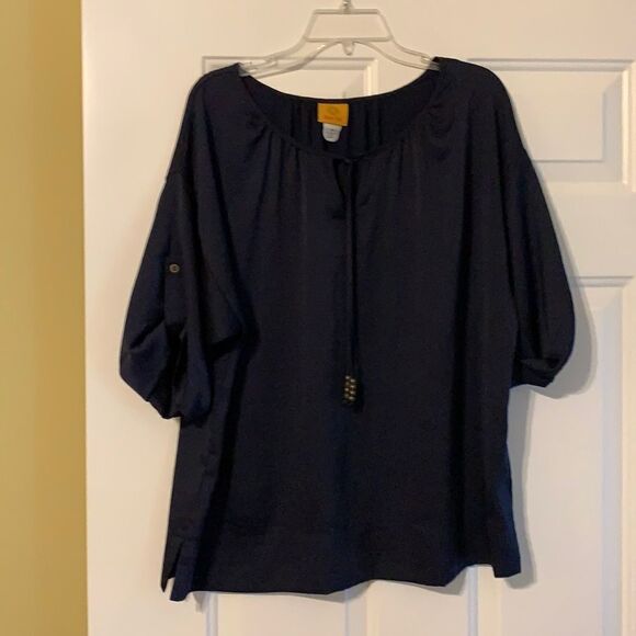 Ruby Rd Size 16 navy blue blouse - Picture 1 of 9